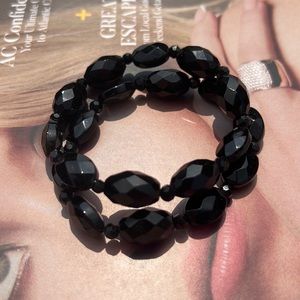 Black Beaded Elastic Stretch Bracelets